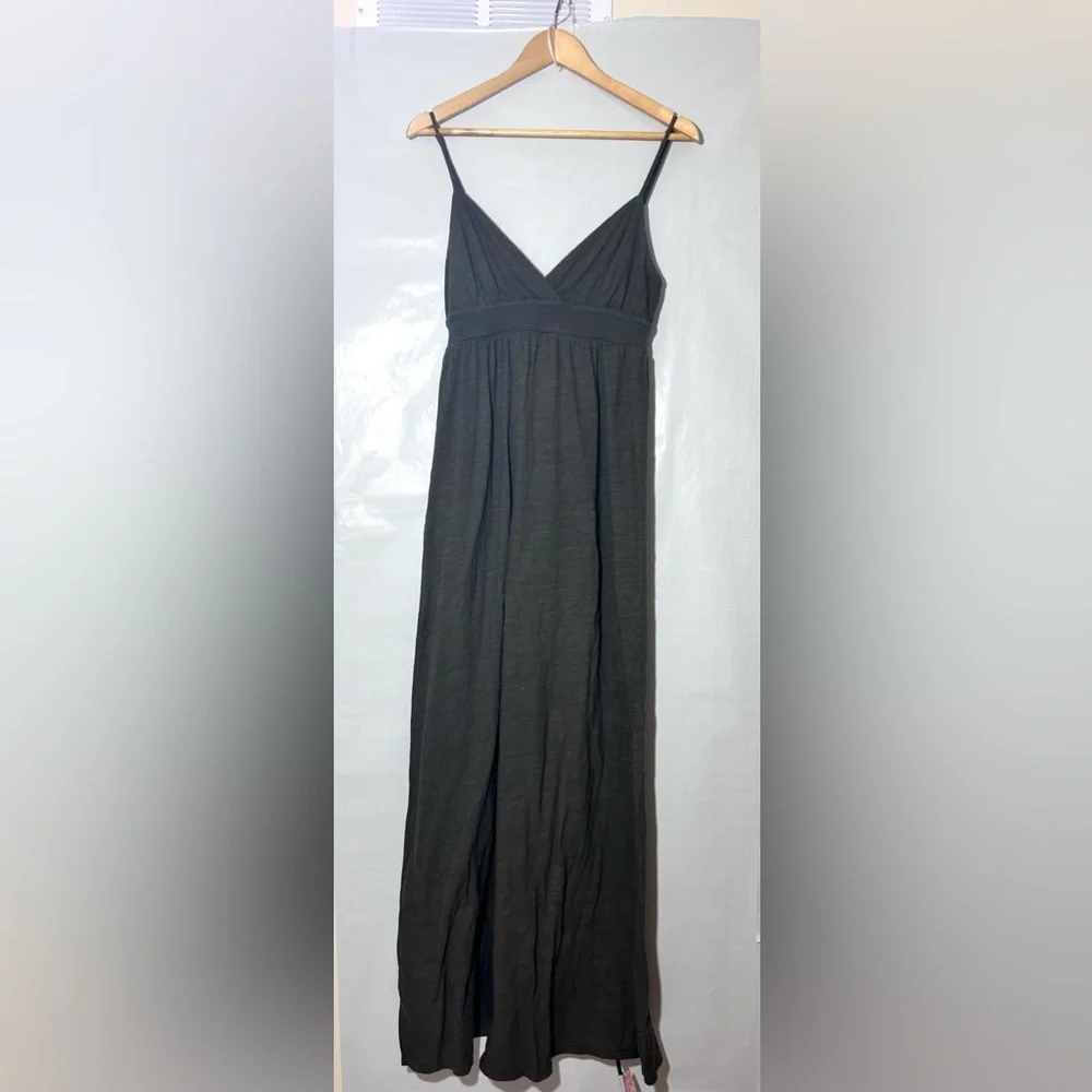 standard james perse maxi cotton casual summer olive green  dress empire waist - Picture 4 of 8